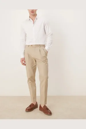 ASOS Elegante, tapered og lysebrune chinobukser i bomuld-Neutral