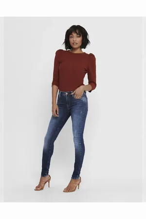 ONLY Mørkeblå jeans i denim i skinny fit