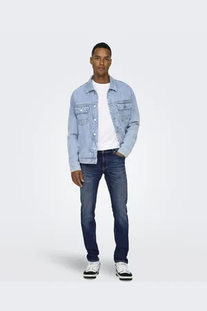 Only & Sons Mørkeblå jeans i denim i slim fit
