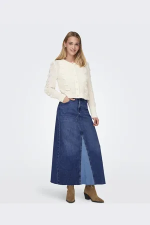 ONLY Mellemblå denimnederdel