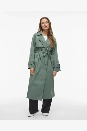 VILA Støvet grøn trenchcoat