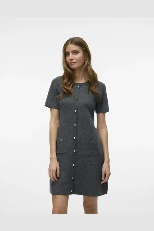 VERO MODA Gråmeleret strikket kjole