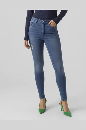 VERO MODA Mellemblå skinny-jeans i denim