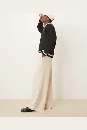 ASOS Beige joggingbukser med supervide ben-Neutral