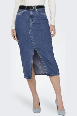 ONLY Mellemblå denimnederdel
