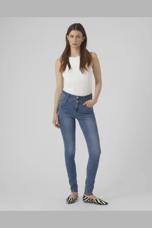 VERO MODA Mellemblå skinny-jeans i denim