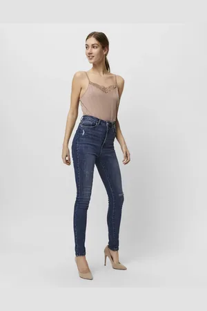 VERO MODA Mellemblå skinny-jeans i denim