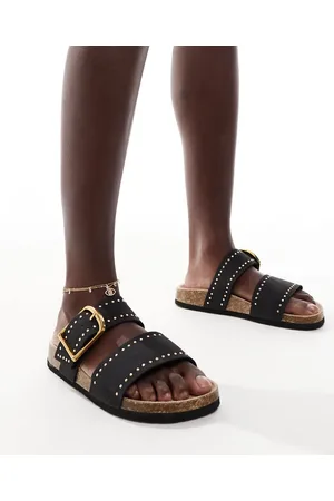 ASOS Fallon - Sorte sandaler med sål og nitter