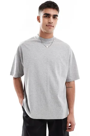 ASOS Essentials - Oversized T-shirt med høj hals i gråmelere