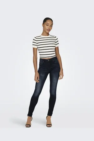 ONLY Mørkeblå jeans i denim i skinny fit