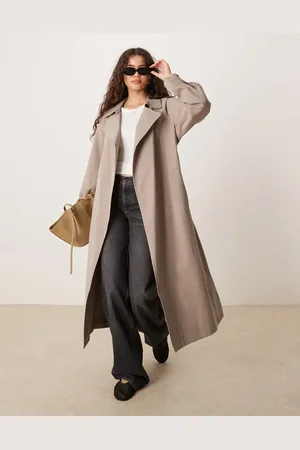 ASOS Grå trenchcoat med krave i vandfaldsdesign