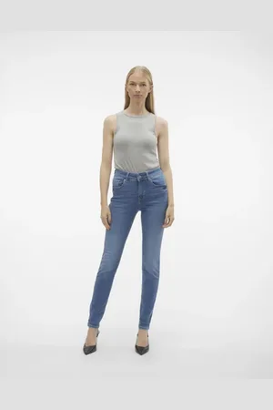 VERO MODA Mellemblå skinny-jeans i denim