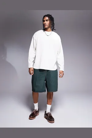ASOS Jorts i denim med grønt skær i længere længde