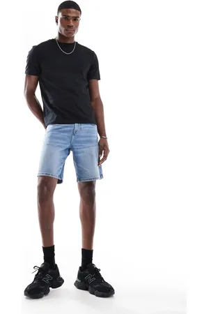 ASOS Smalle denimshorts i almindelig længde i lyseblå vask