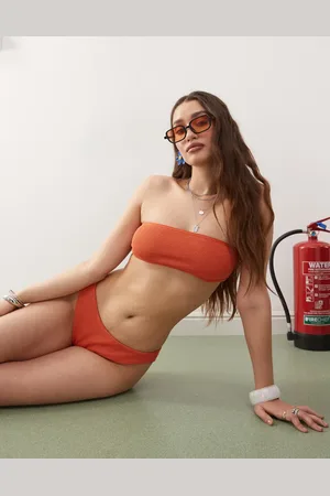 COLLUSION Mix og match - Brændt orange bikinitrusser med lav talje i krølstof