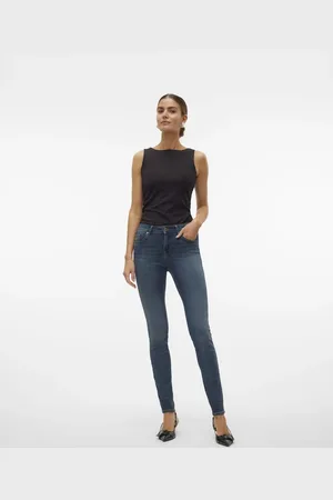 VERO MODA Mørkeblå jeans i denim i slim fit