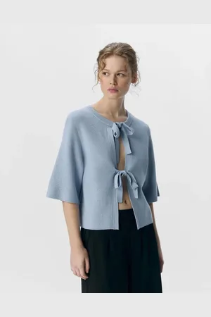Object Blå strikket cardigan