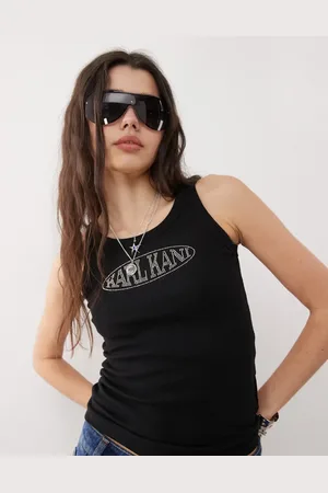 Karl Kani Ribstrikket tanktop med signaturlogo i rhinsten