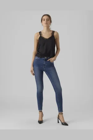VERO MODA Mørkeblå jeans i denim i skinny fit