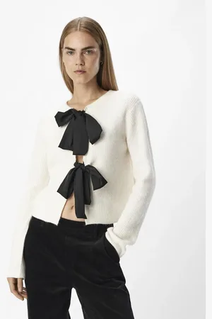 Object Hvid/sandfarvet cardigan