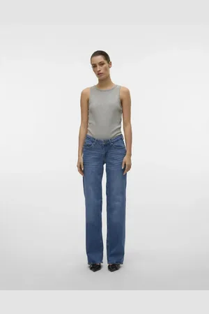VERO MODA Mellemblå bukser med vide ben i denim