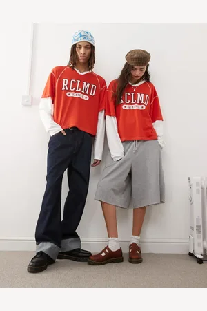 Reclaimed Unisex - college-T-shirt med dobbeltlag