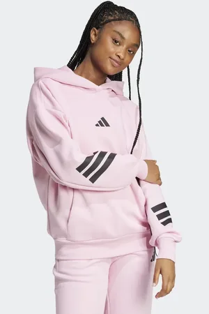 adidas Future Icons - Lyserød hættetrøje med 3 striber