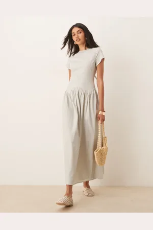 ASOS T-shirt-maxikjole med sænket talje og striber-Multifarvet