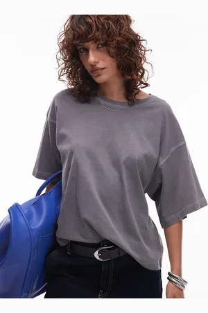 ARKET Forvasket grå T-shirt med firkantet pasform-Sort