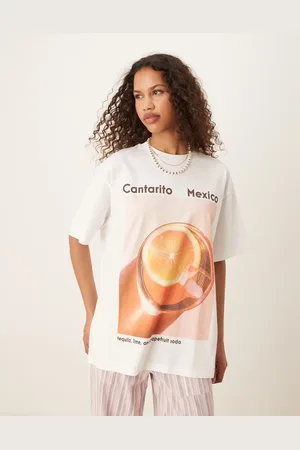ASOS Cremehvid oversized T-shirt med 