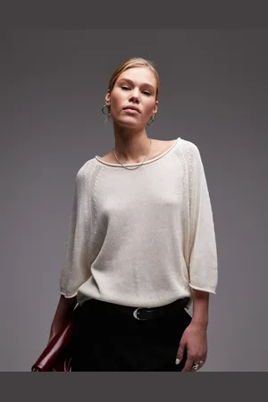 ARKET Sweater med 3/4-lange ærmer i løs strik af ren bomuld