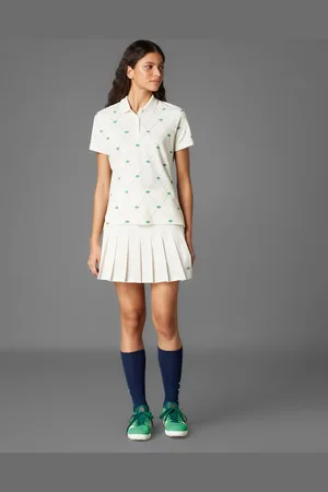 adidas Adidas Originals - Hvid og grøn poloskjorte med trekløverprint i golfstil
