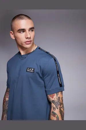 EA7 Armani - - Mørkegrå T-shirt med logobåndsdetalje