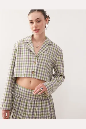 COLLUSION Skræddersyet cropped blazer med tern i 90