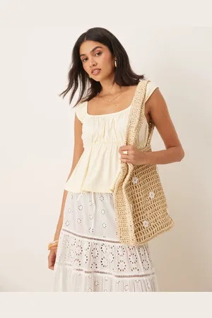 ASOS Citronfarvet milkmaid-top i babydoll- og swing-stil-Gul