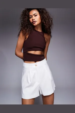 River Island Skræddersyede og hvide shorts i hørblanding