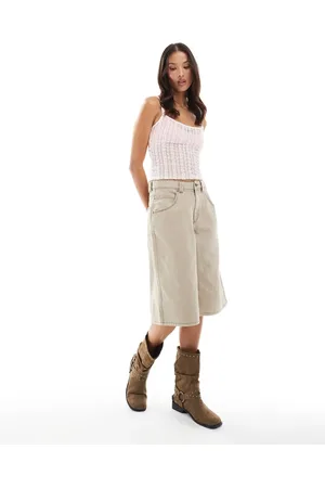Bershka Sandfarvede longline-shorts-Brun