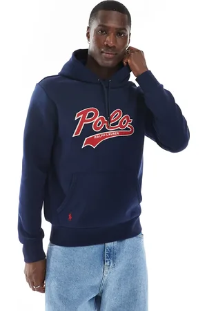 Ralph Lauren Marineblå hættetrøje med college-logo i frotté