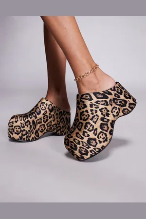 AZALEA WANG Teatree - Plateau-mules med leopardprint-Multifarvet