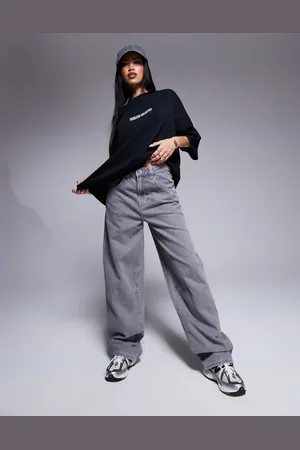 ASOS Weekend Collective - Forvaskede grå og baggy jeans med tøndeformede ben