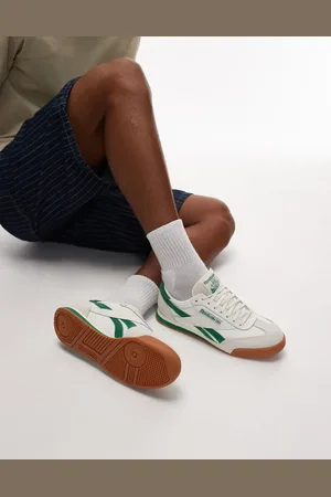 Reebok Campio - Offwhite og grønne sneakers-Hvid