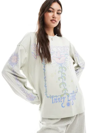 Monki Lysegrøn oversized T-shirt med lange ærmer og 
