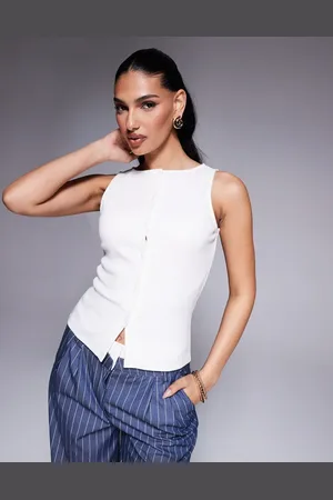 ASOS Elfenbenshvid tanktop med bred halsudskæring og gennemgående knapper
