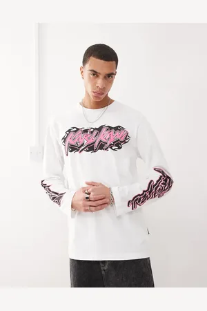 Karl Kani Signature - Hvid T-shirt med lange ærmer og logografik på brystet