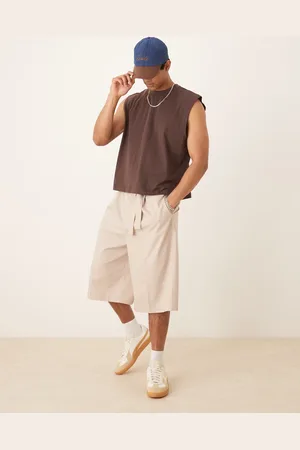 ASOS Oversized bermudashorts med bælte-Neutral