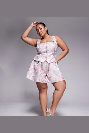 ASOS Curve - Playsuit med knapudsmykning i jacquard