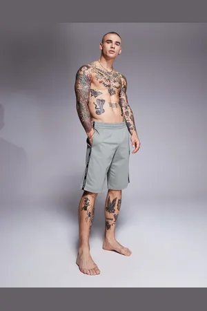 EA7 Armani - - Salviegrønne joggingshorts med tætsiddende buksekanter og logobåndsdetalje