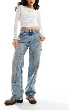 ASOS Tømrerjeans med lige ben i vintage-vask-Blå