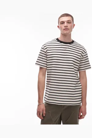 Topman Oversized T-shirt med striber-Sort