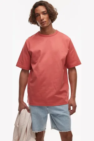 ARKET Oversized og kraftig T-shirt i forvasket rød jersey